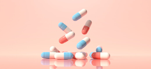 Pharmaceutical medicine capsules - Healthcare theme - 3D render