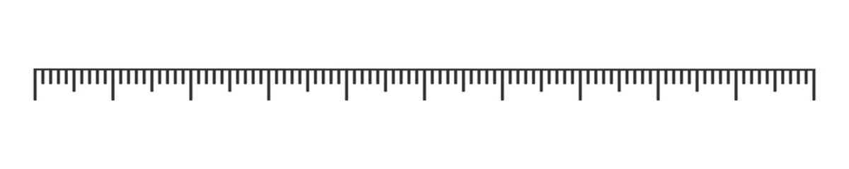 Ruler, tape or thermometer scale template. Horizontal distance, height or length measurement chart of math, sewing, meteorological tool. Vector graphic illustration