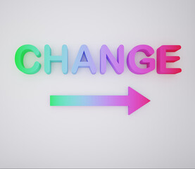 Multicolored extruded  text of word 