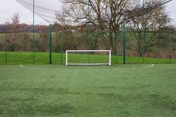 An empty football pitch in Scotland on a winter's day