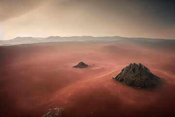Fototapeta na wymiar Martian Landscape - Generative AI