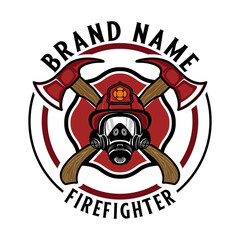 firefighter Logo design. with the concept of axes and fire helmets