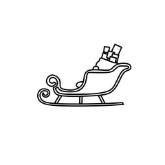illustration vector graphic of santa sleigh line art perfect for logos, icons, designs, posters, flyers, advertisements, and drawing books 