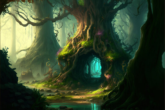 Magical Forest Background Point and Click Game Art