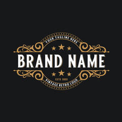 luxury logo vintage design. full of flourishing decorations and ornaments
