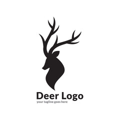 unique deer circular logo design icon, deer head circular icon, geometric deer logo concept, rain deer illustration