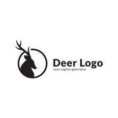 unique deer circular logo design icon, deer head circular icon, geometric deer logo concept, rain deer illustration