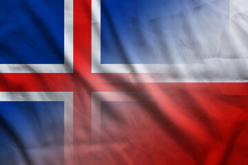 Fototapeta premium Iceland and Poland state flag transborder relations POL ISL