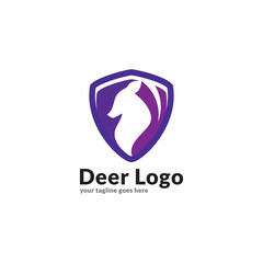 unique deer circular logo design icon, deer head circular icon, geometric deer logo concept, rain deer illustration