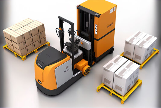 Automated guided vehicle sorting hundreds of items per hour forklift agv. Generative AI