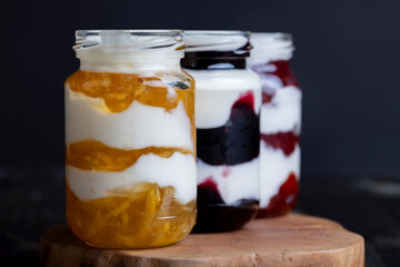 Yogurt made from fresh milk with the addition of sweet jam