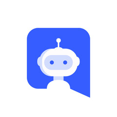Robot in speech bubble icon. Chatbot sign design. Robot symbol template. Customer service bot. Online support bot. Modern flat style cartoon character illustration. Isolated on white background