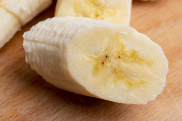 Sliced pieces of ripe yellow banana