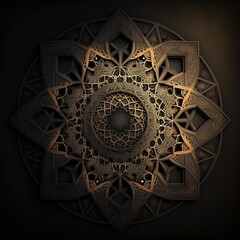 Oriental Arabic round ornament. Oriental decor. AI