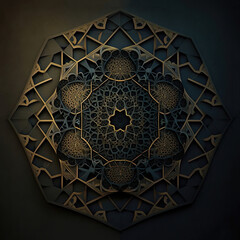 Fototapeta na wymiar Oriental Arabic round ornament. Oriental decor. AI