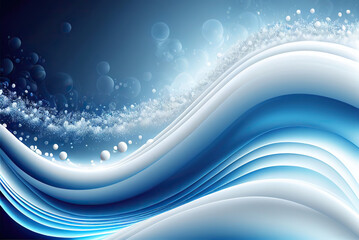 Flowing abstract wave in blue and white, copy space