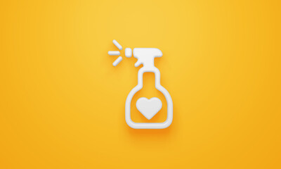 Minimal heart spray symbol on yellow background. 3d rendering.