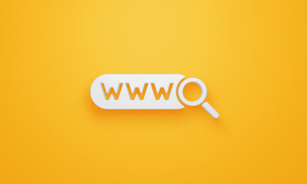 Minimal search bar symbol on yellow background. 3d rendering.