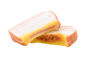 toasted sandwich with ham, cheese and vegetables, isolated  transparene png