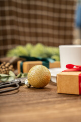 Christmas and New years eve Background. Christmas ball close up.