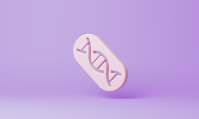 Minimal dna symbol on purple background. 3d rendering.