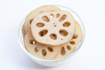 Lotus root on white background