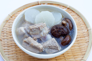 Pork rib soup with white radish and shiitake mushroom