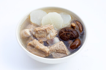 Pork rib soup with white radish and shiitake mushroom