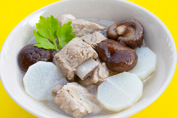 Pork rib soup with white radish and shiitake mushroom