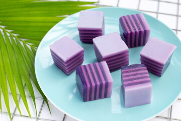 Butterfly pea and coconut milk jelly