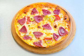 Delicious mixed pizza with rich content. Menu concept of choice and diversity. Karisik pizza