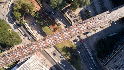 Avenue in the Anhangabau Valley, and Santa Efigenia Viaduct in Sao Paulo city.
