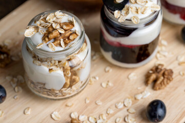 sweet yogurt with grape flavor, close up