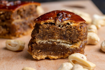A piece of fresh and soft baklava