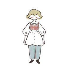 ファッション　ファンシーレトロな女の子　手描きイラスト素材