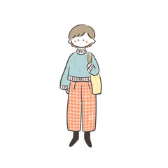 ファッション　ファンシーレトロな女の子　手描きイラスト素材