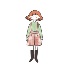 ファッション　ファンシーレトロな女の子　手描きイラスト素材