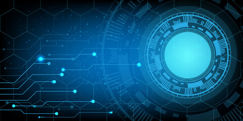 circular hud connection with circuit board futuristic modern website background or cover page vector for technology and finance concept and education future company