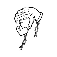 vector illustration of hand with heart