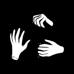 Obraz premium vector illustration of three hand silhouettes