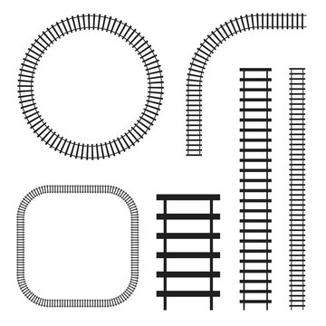Creative vector illustration of curved railroad isolated on background.  Abstract concept graphic element.
