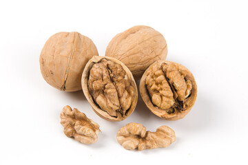 Walnut Nuts isolated on white background.