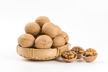 Walnut Nuts isolated on white background.