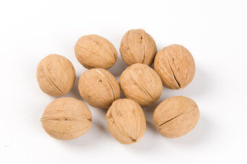 Walnut Nuts isolated on white background.