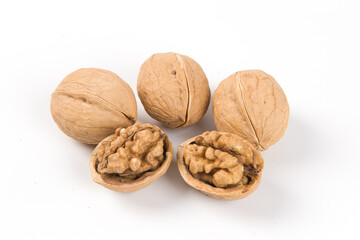 Walnut Nuts isolated on white background.