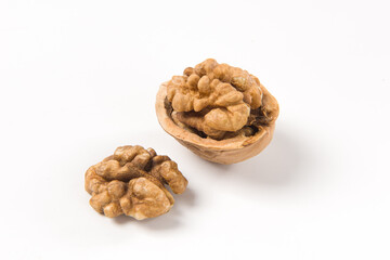 Walnut Nuts isolated on white background.
