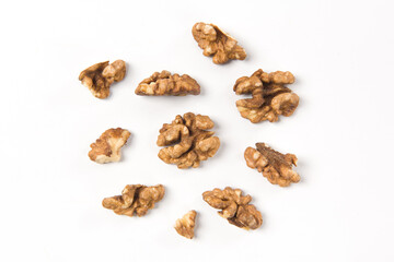Obraz premium Walnut kernel isolated on white background.