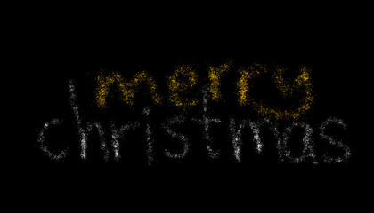 Word Merry Christmas on black background