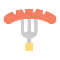 Illustration of Sausage on Fork design Icon