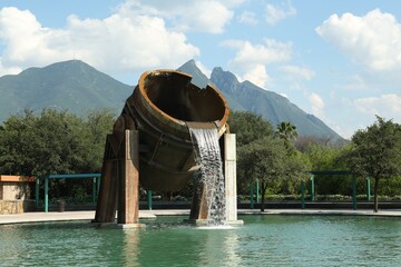 Monterrey, Mexico - September 11, 2022: Fuente de Crisol (Melting Pot Fountain) and beautiful...